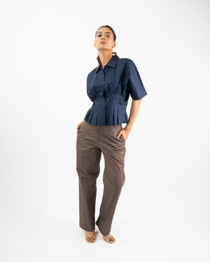 High-Waisted Straight-Leg Trousers