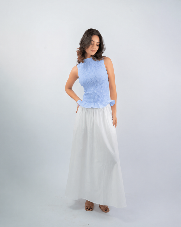 Smocked Peplum & Maxi Skirt Co-ord Set