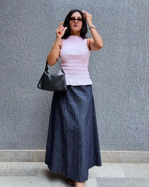Smocked Sleeveless Peplum Top