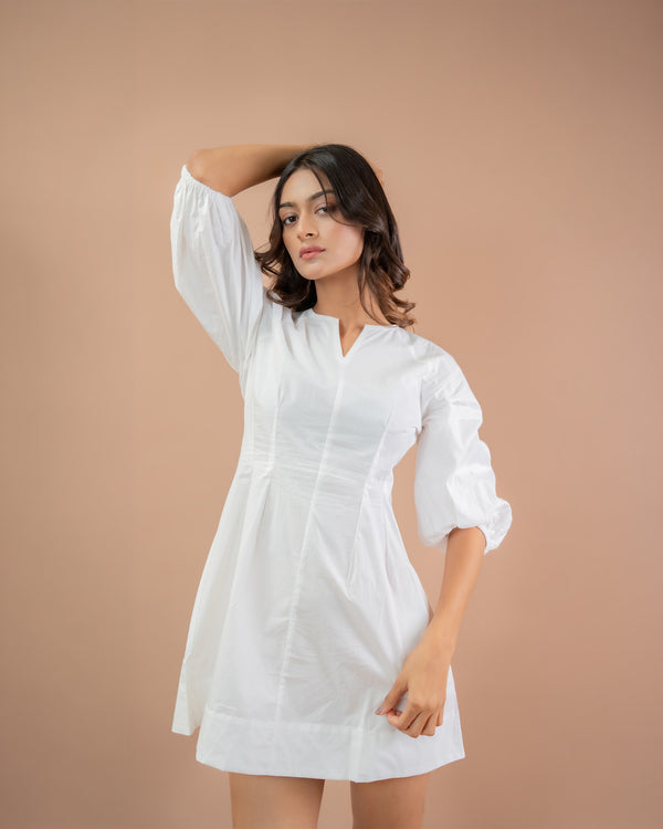 Relaxed Fit Balloon Sleeve Short Dress