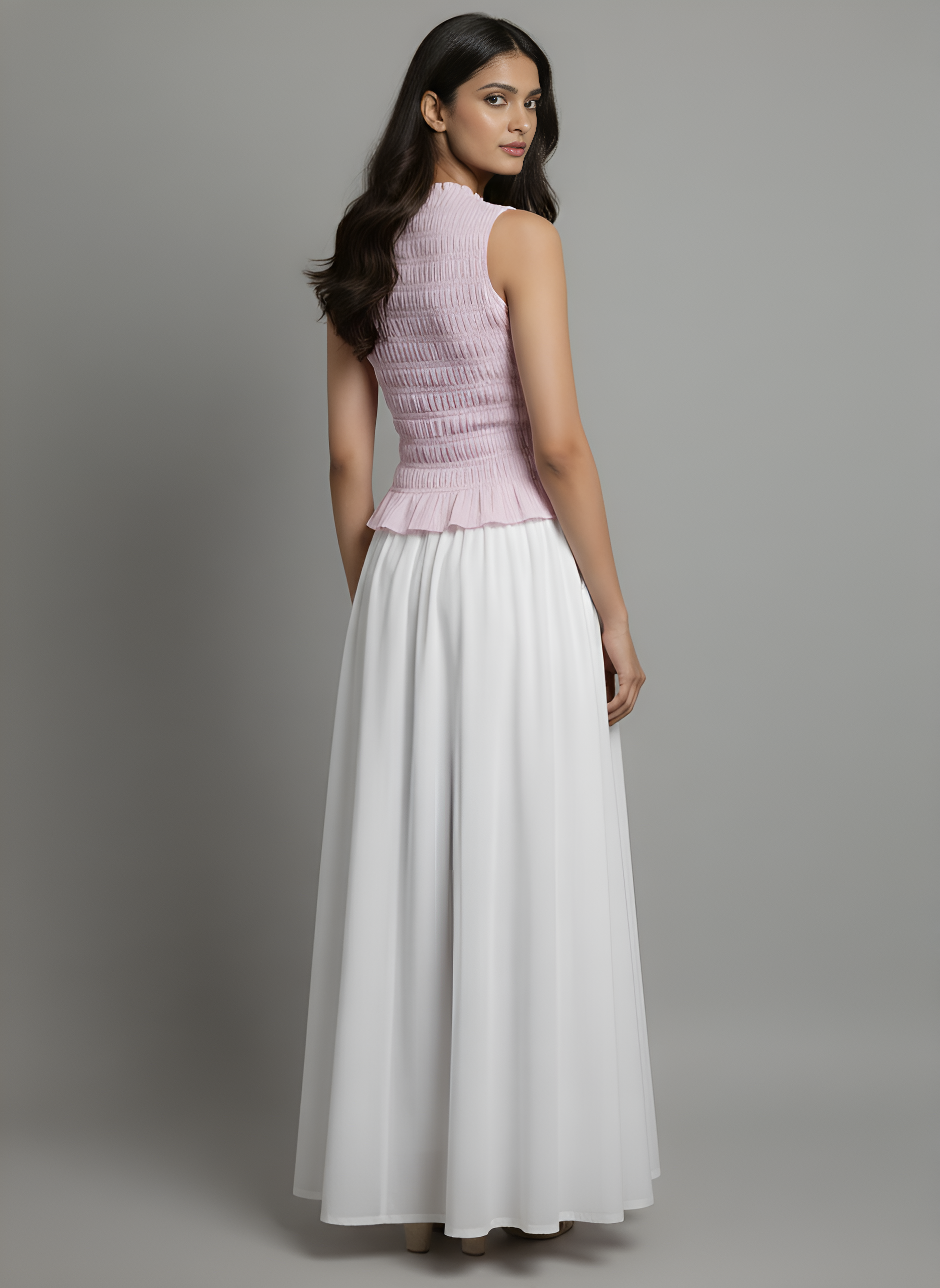 Smocked Peplum & Maxi Skirt Co-ord Set