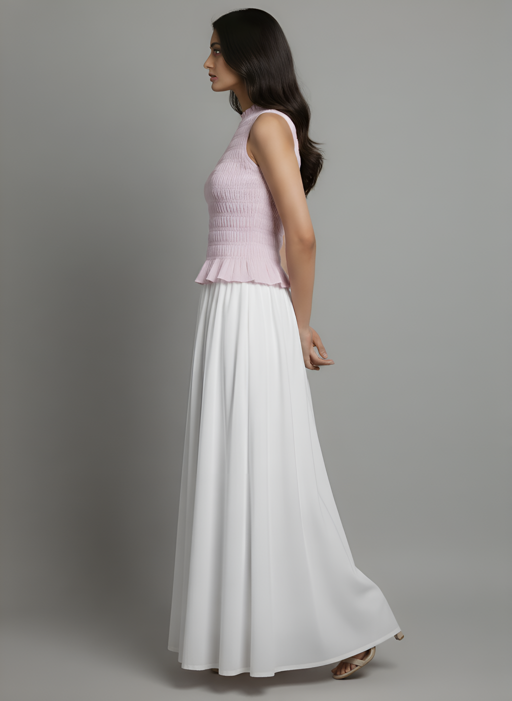 Smocked Peplum & Maxi Skirt Co-ord Set