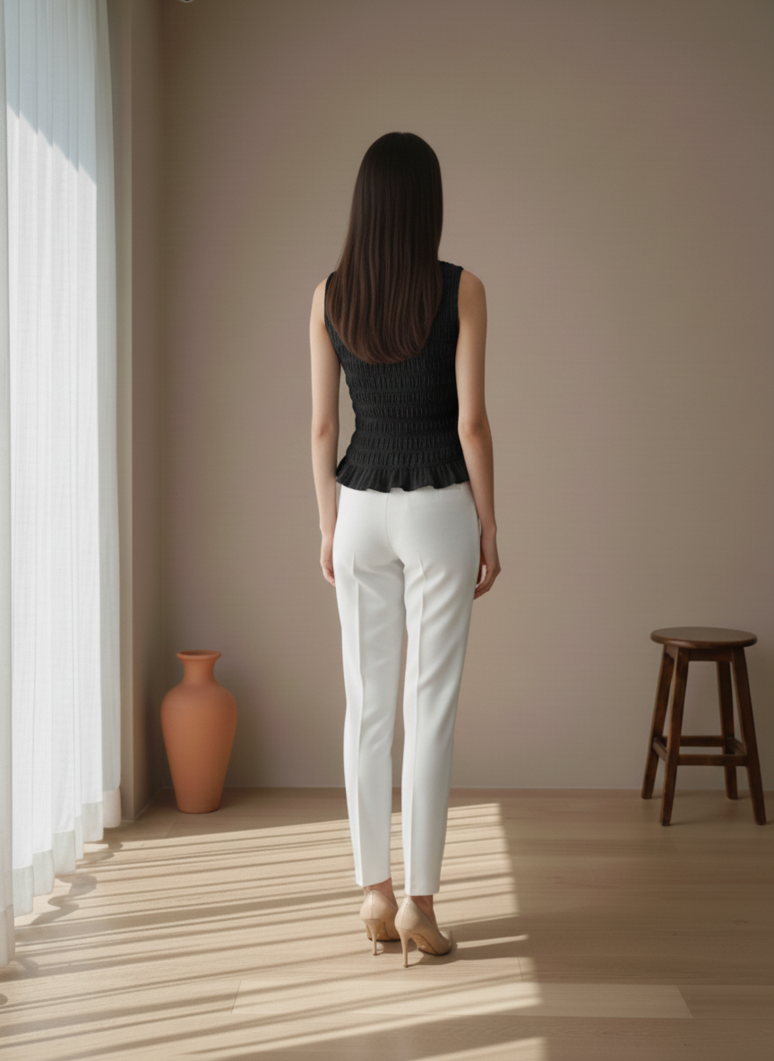 Smocked Sleeveless Peplum Top