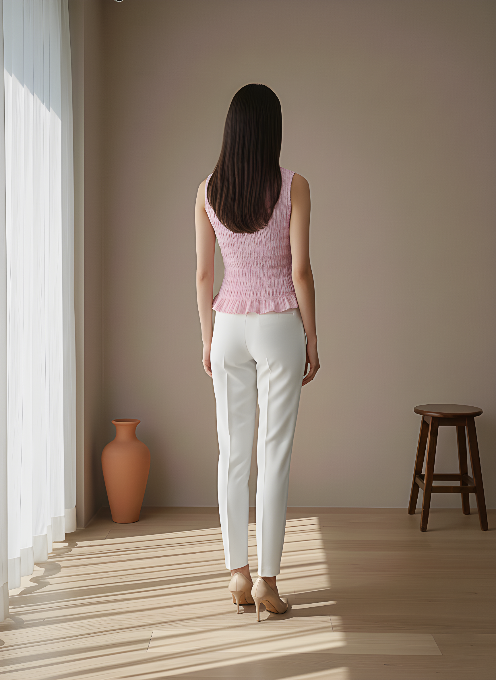 Smocked Sleeveless Peplum Top