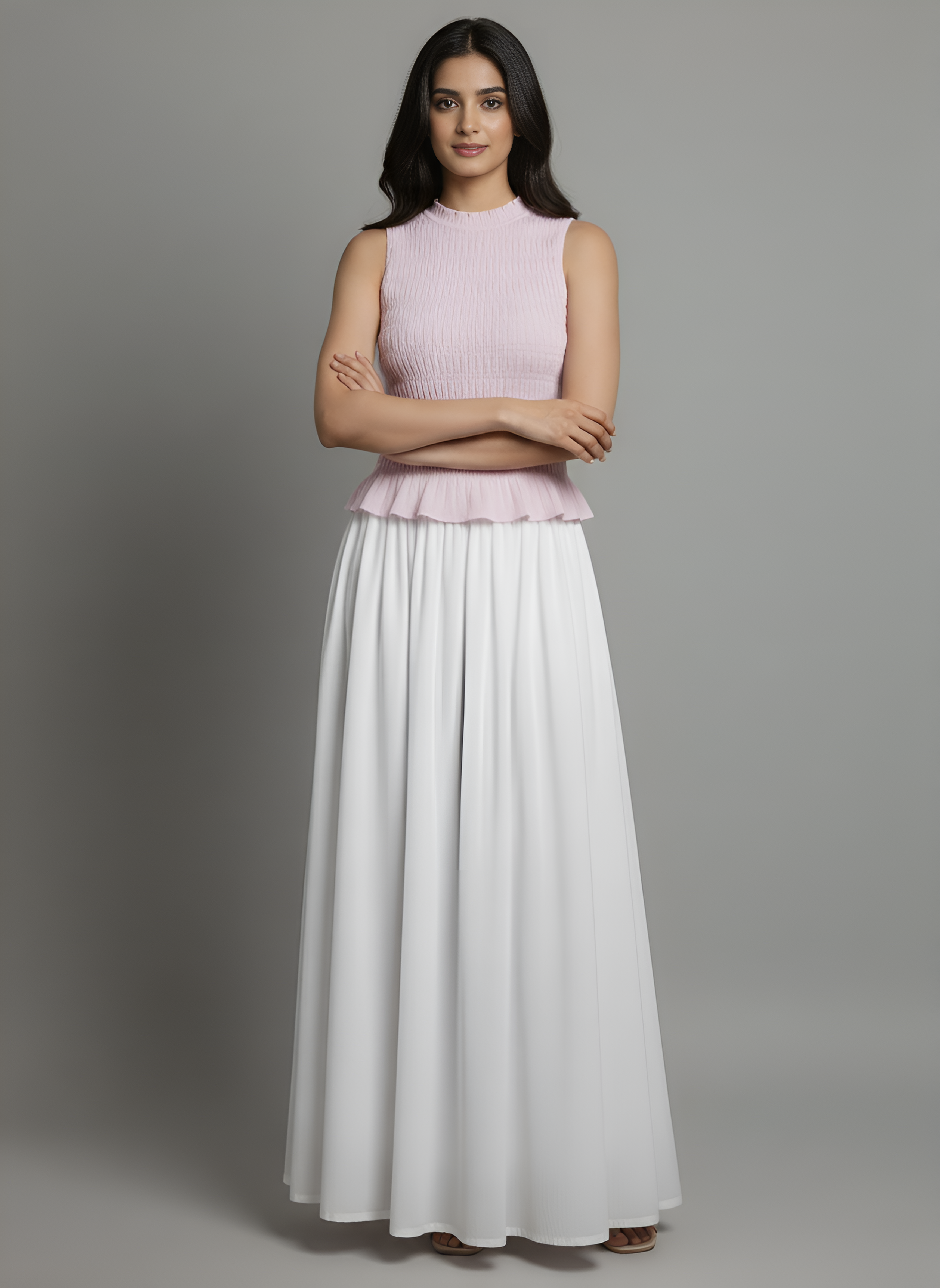 Smocked Peplum & Maxi Skirt Co-ord Set