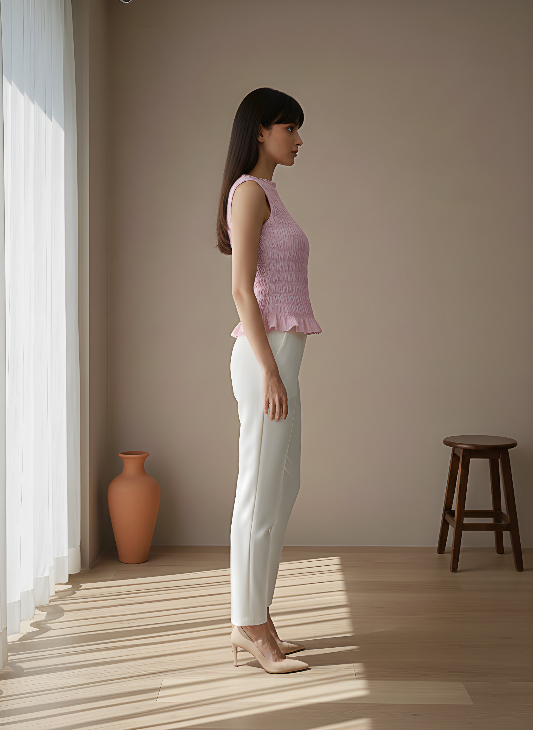 Smocked Sleeveless Peplum Top