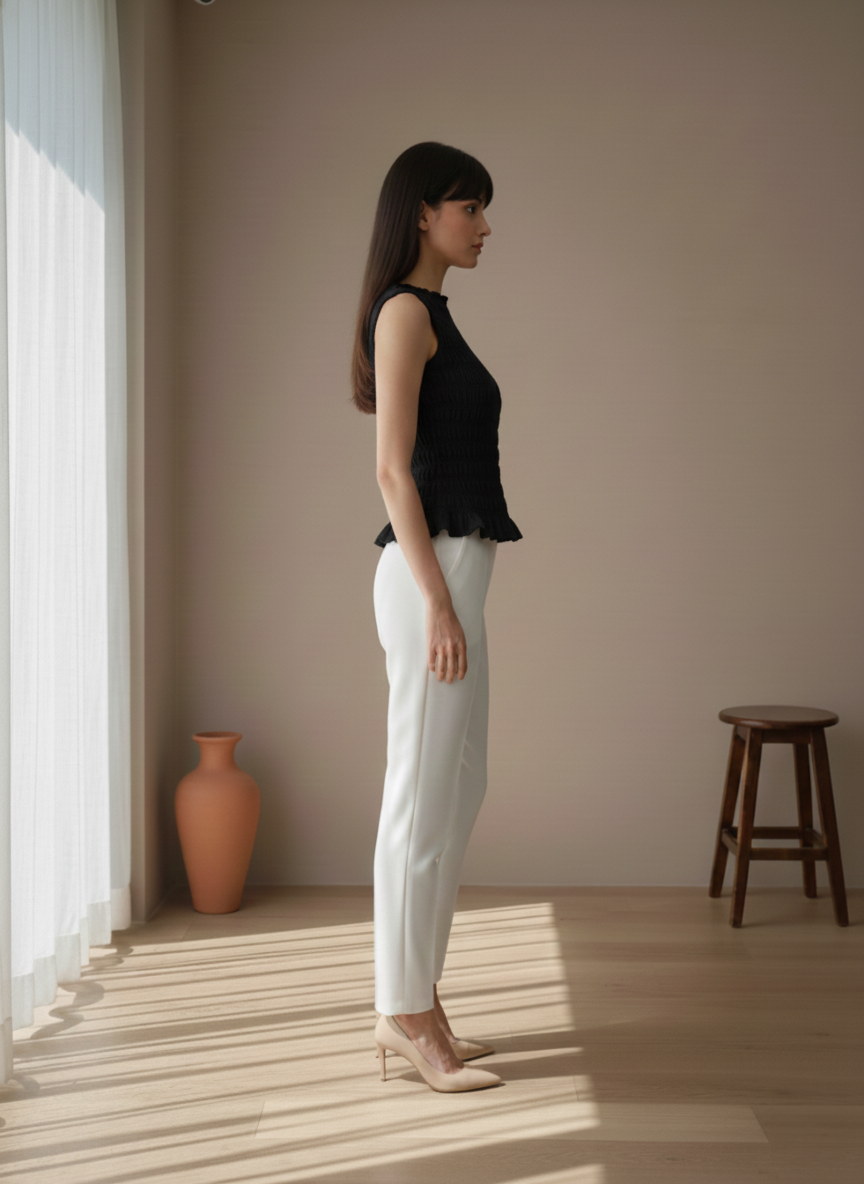 Smocked Sleeveless Peplum Top