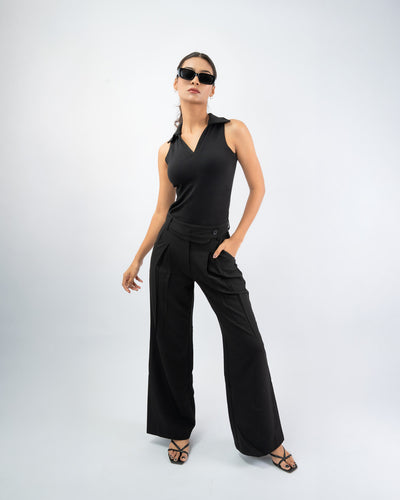 Asymmetrical Pleated Trousers