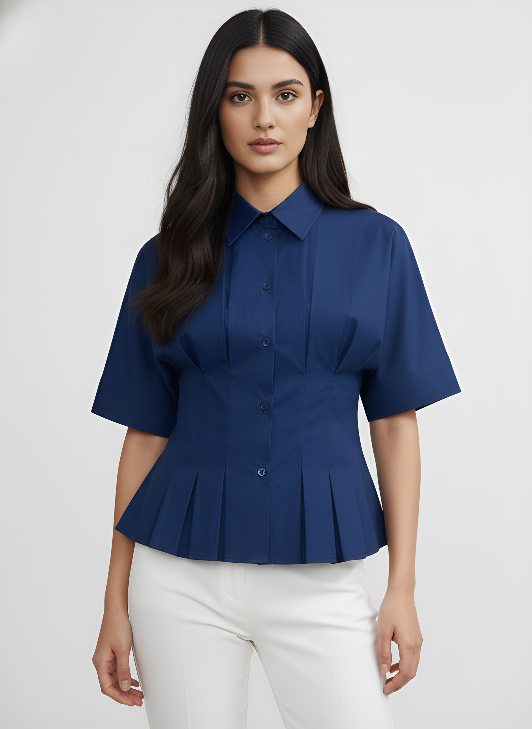 Pleated Short Sleeve Shirt