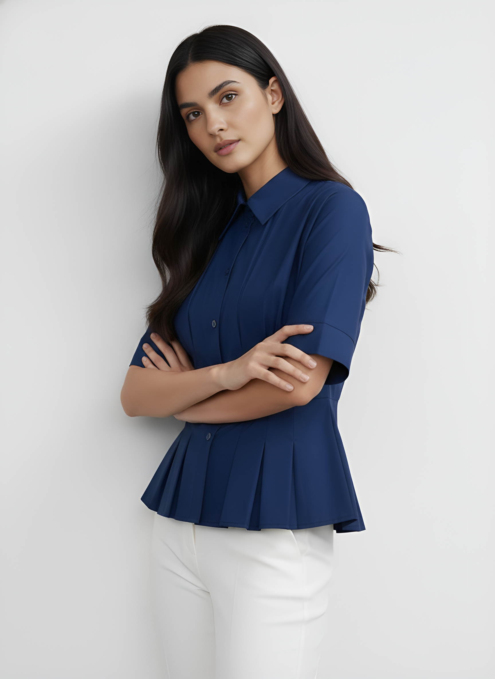 Pleated Short Sleeve Shirt