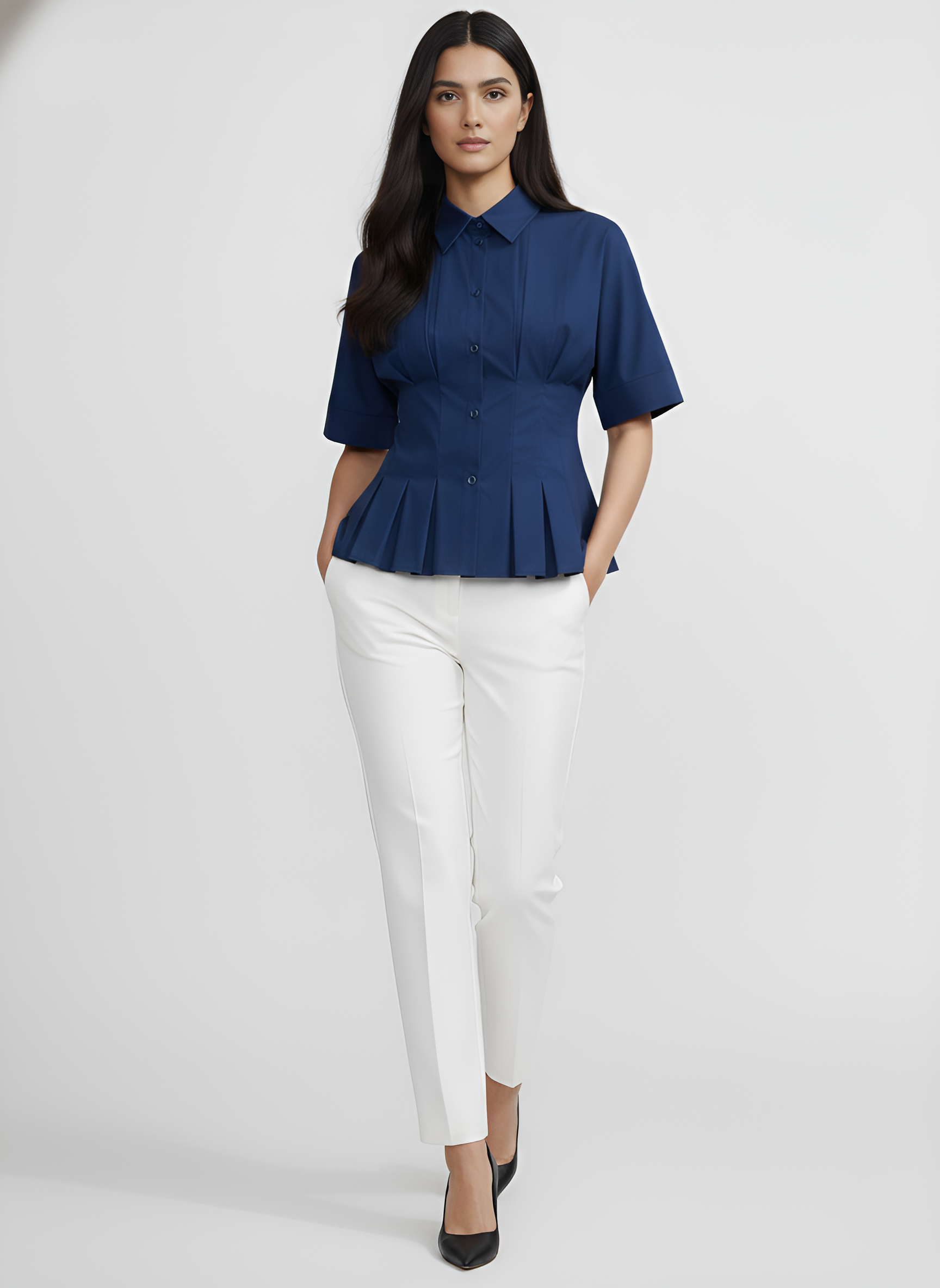 Pleated Short Sleeve Shirt