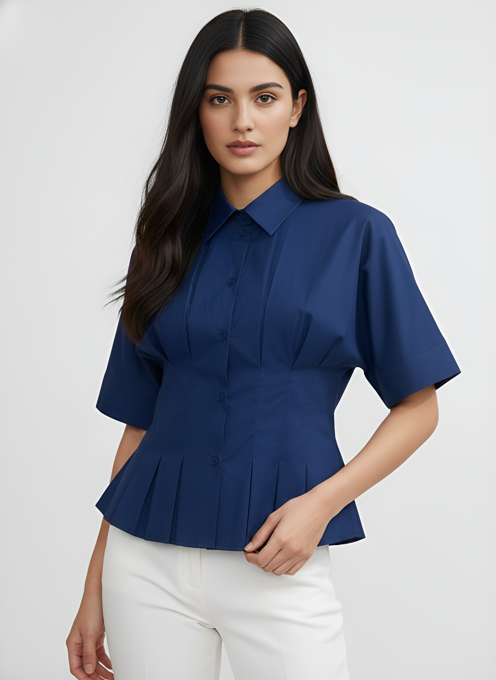 Pleated Short Sleeve Shirt