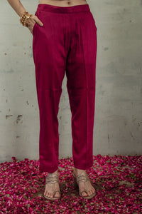 SMOCKED CHANDERI CO-ORD SET IN RANI PINK