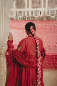 Chanderi mul badla Red dupatta
