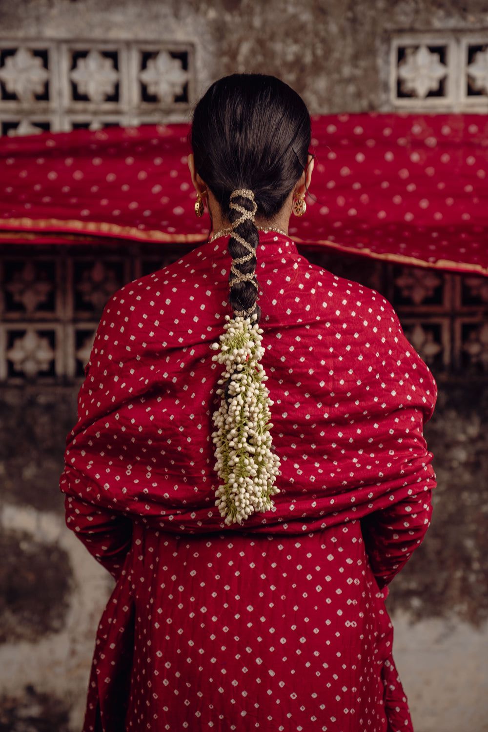 Chanderi silk bandhej Red dupatta