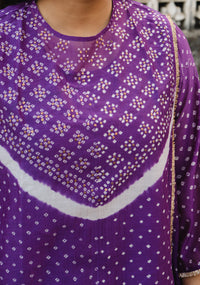 Purple -Red Chanderi Bandhej Abha