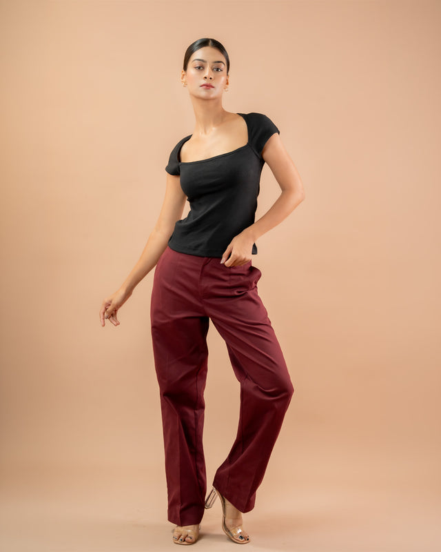 High-Waisted Straight-Leg Trousers