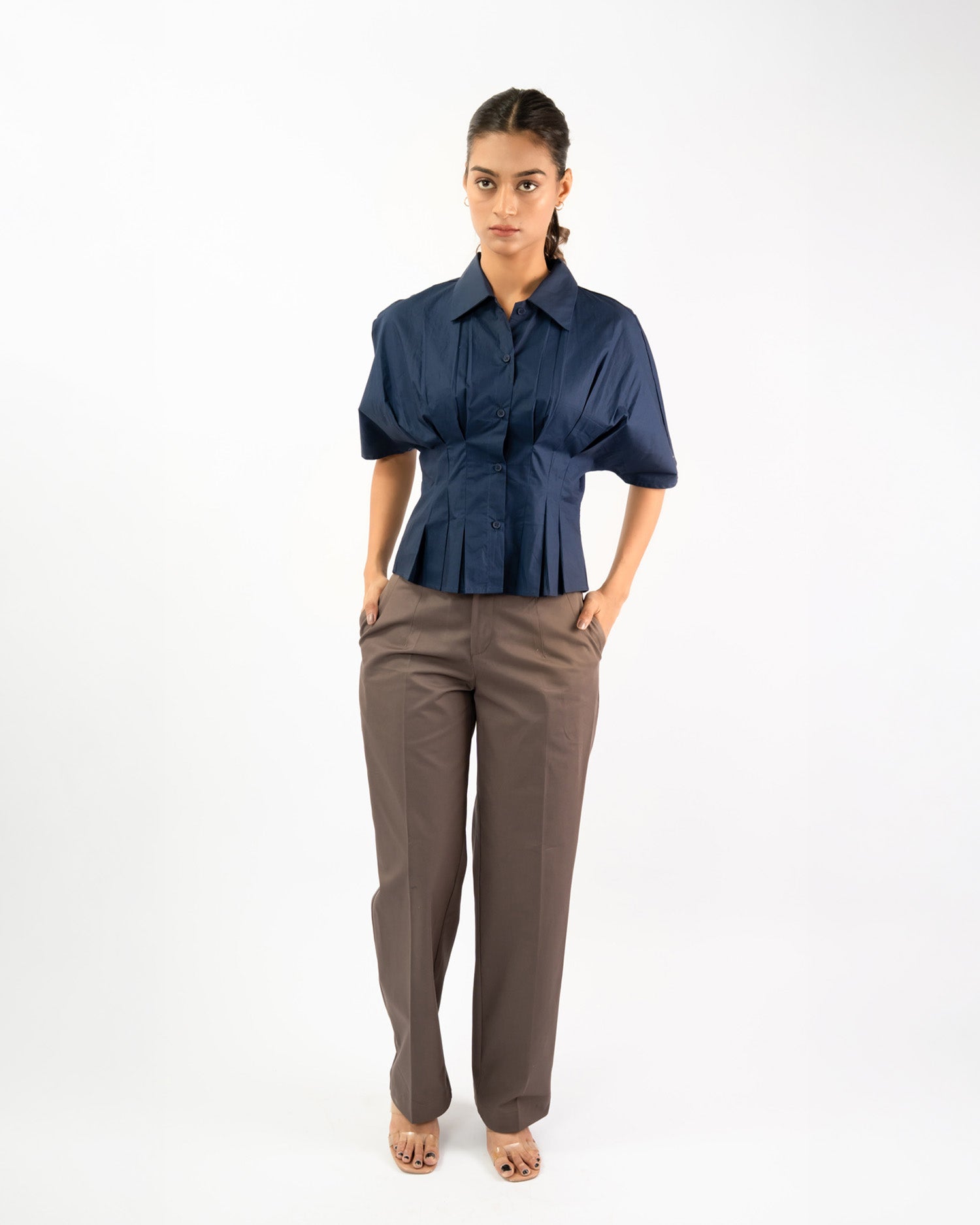 High-Waisted Straight-Leg Trousers