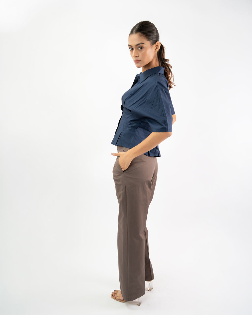 High-Waisted Straight-Leg Trousers