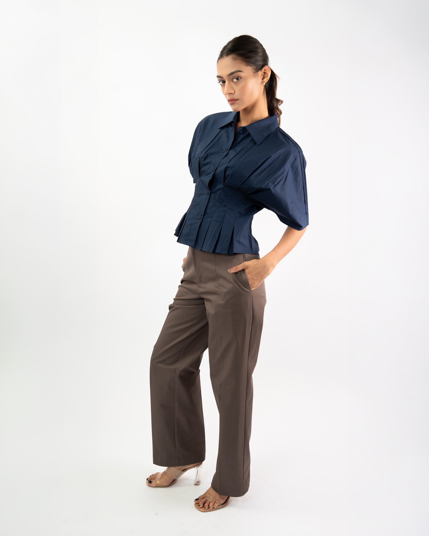 High-Waisted Straight-Leg Trousers