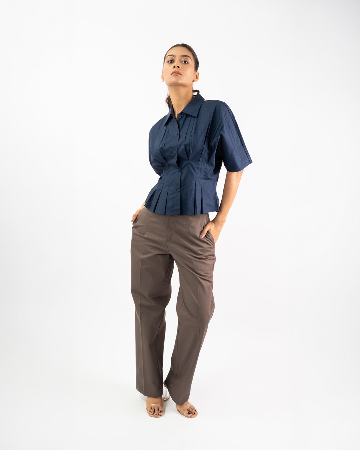 High-Waisted Straight-Leg Trousers