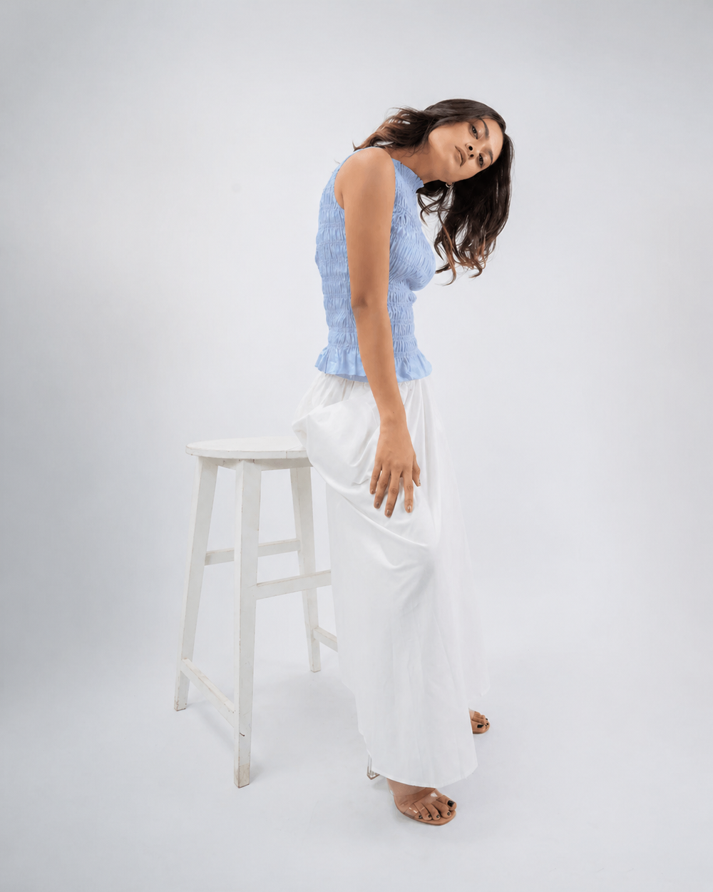 Smocked Peplum & Maxi Skirt Co-ord Set
