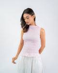 Smocked Sleeveless Peplum Top