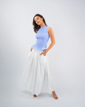 Smocked Peplum & Maxi Skirt Co-ord Set