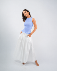 Smocked Peplum & Maxi Skirt Co-ord Set