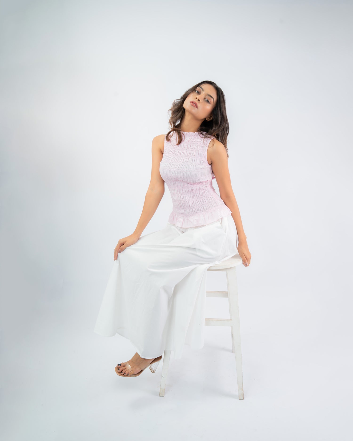 Smocked Peplum & Maxi Skirt Co-ord Set