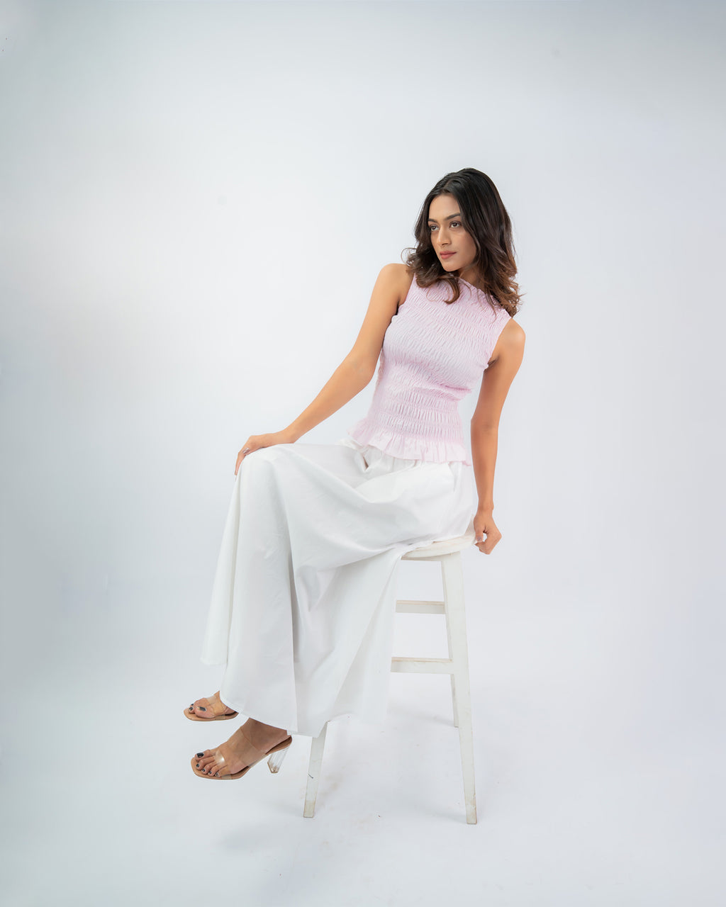 Smocked Peplum & Maxi Skirt Co-ord Set