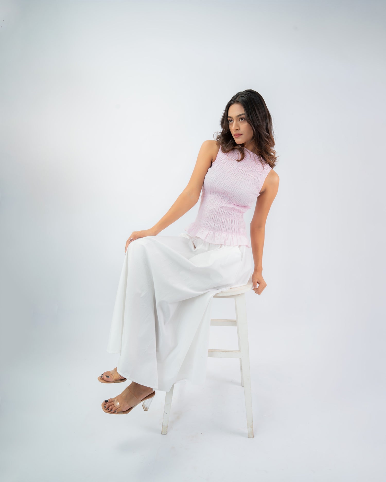 Smocked Peplum & Maxi Skirt Co-ord Set
