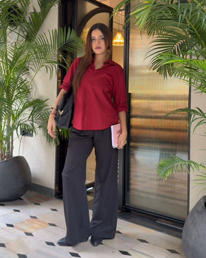 Asymmetrical Pleated Trousers