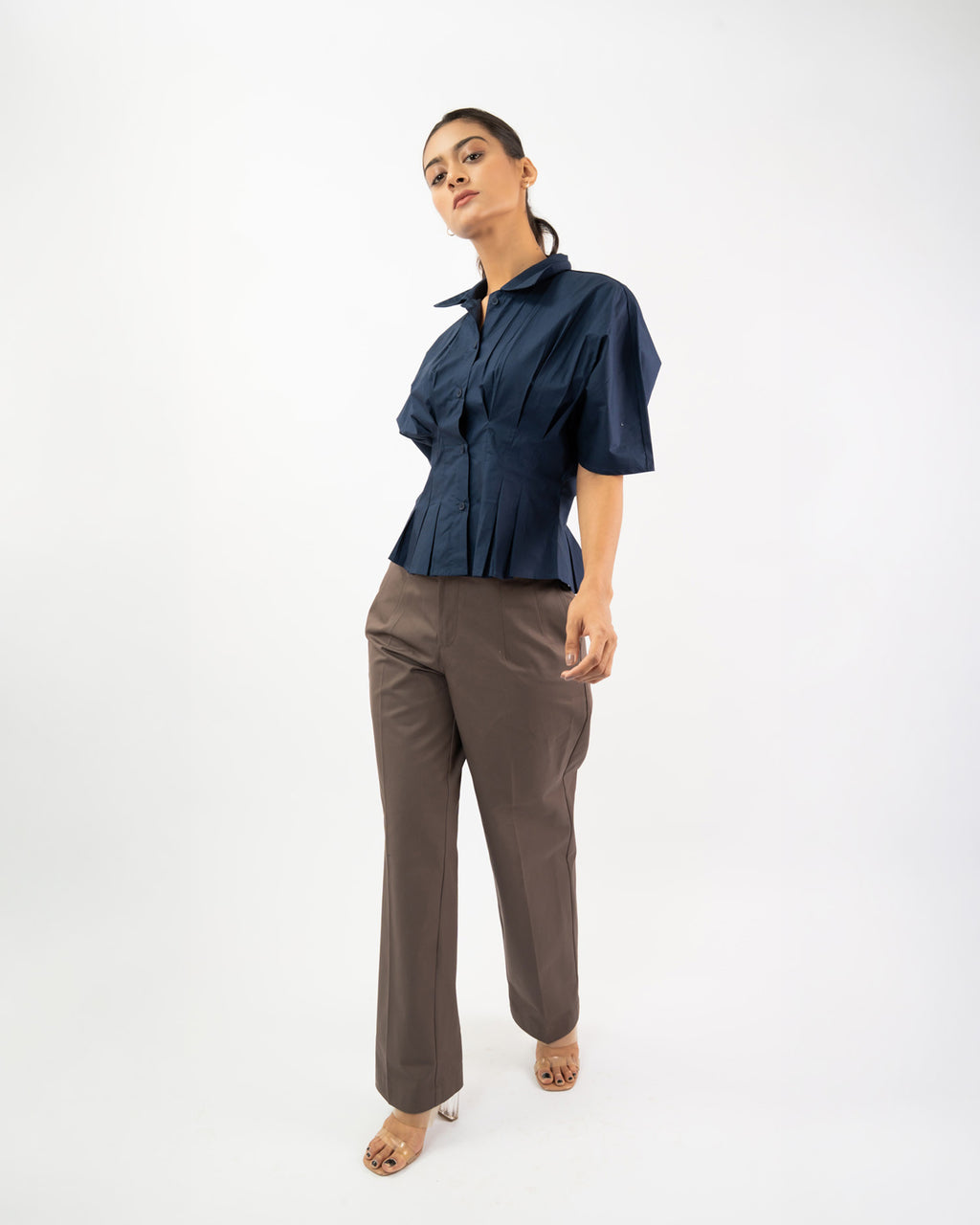 High-Waisted Straight-Leg Trousers