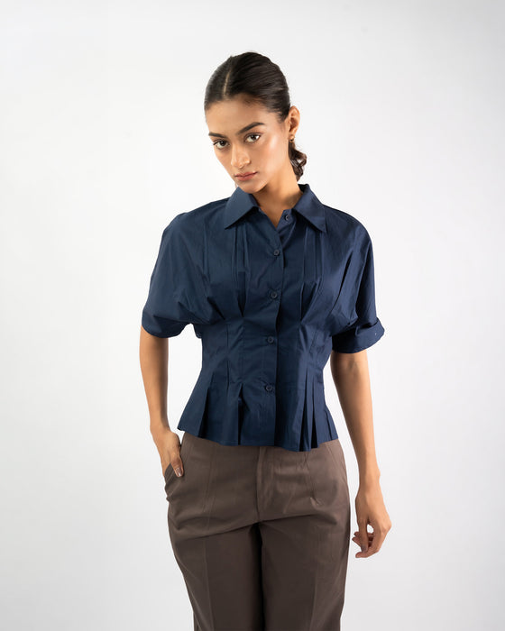 Pleated Short Sleeve Shirt