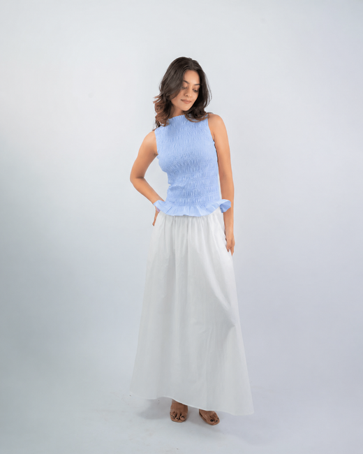 Smocked Peplum & Maxi Skirt Co-ord Set