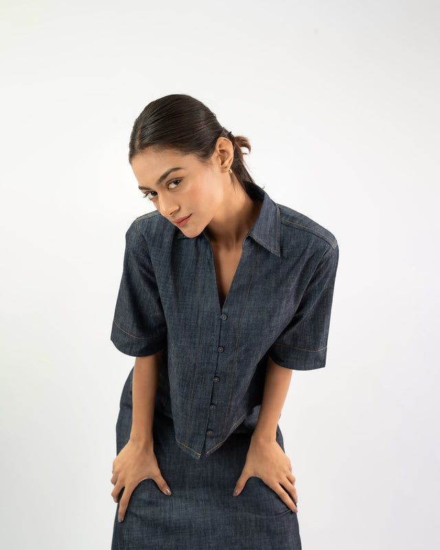 Women’s relaxed fit denim shirt, casual cotton everyday wear top