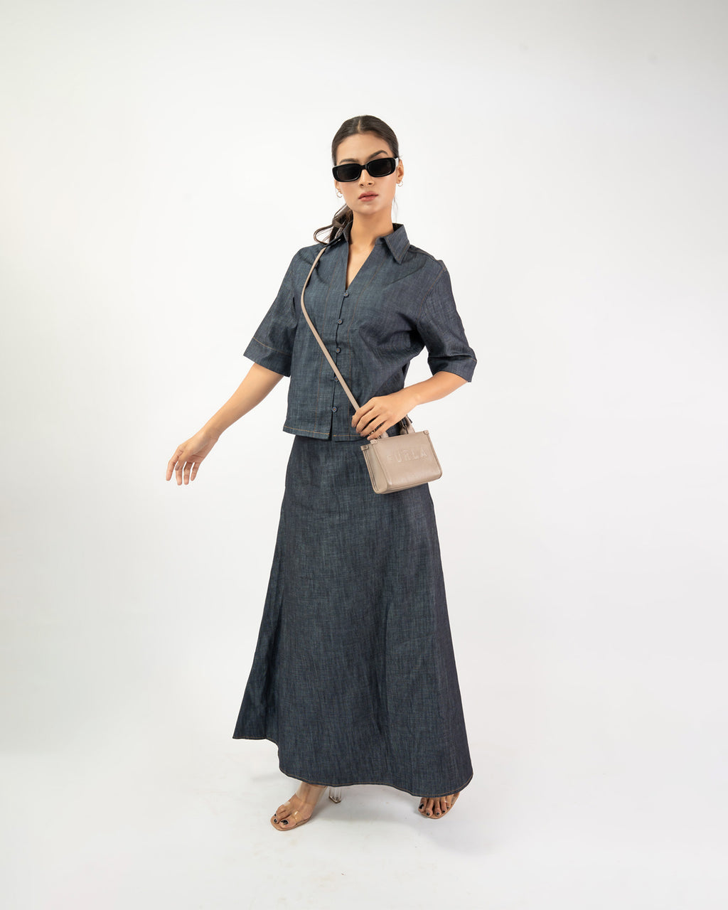 A-Line Maxi Skirt | Cotton Denim