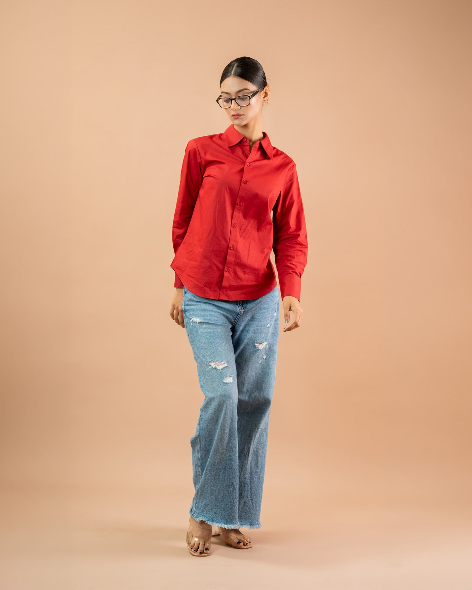 Women’s relaxed fit button-down shirt, cotton casual everyday wear top