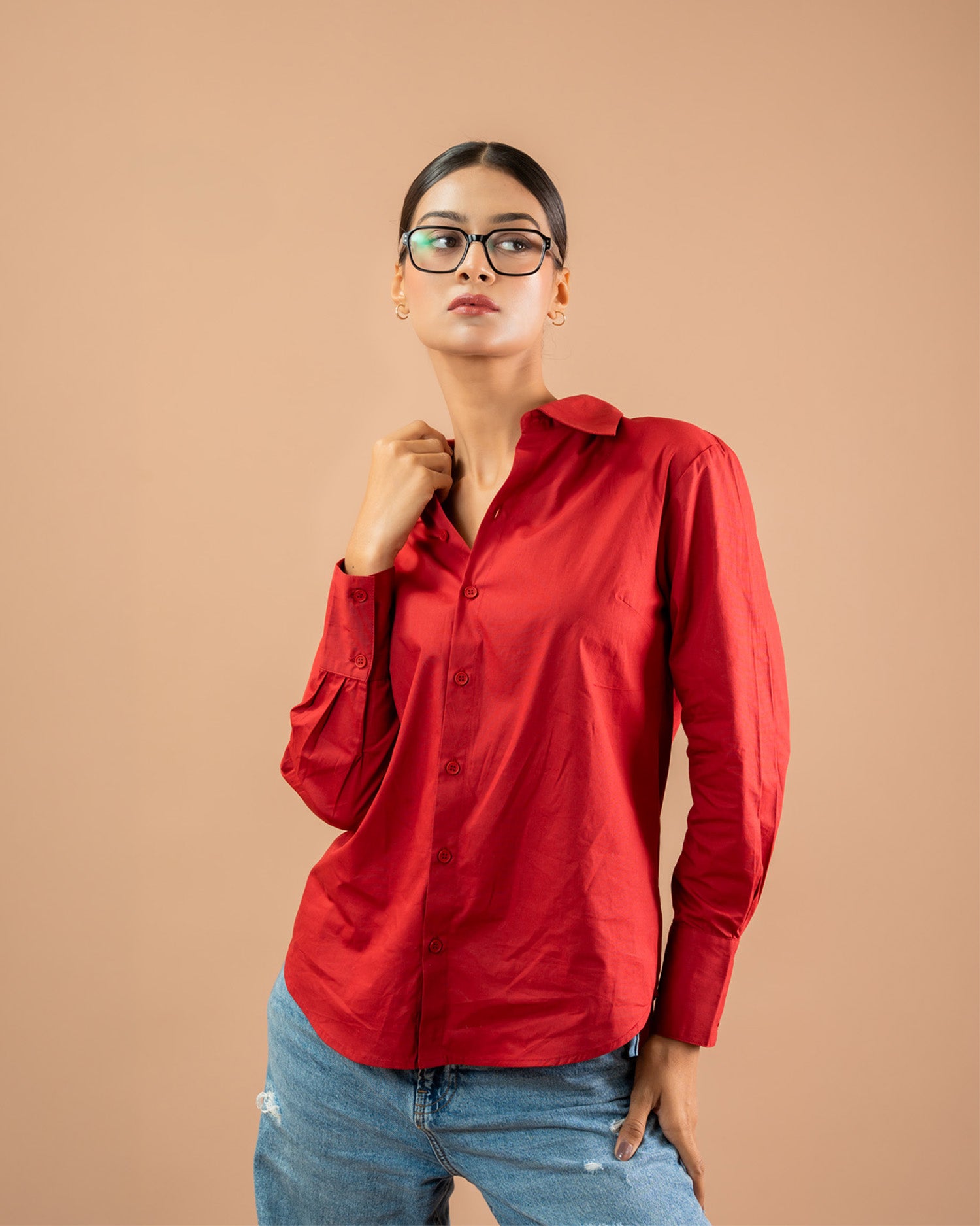 Relaxed button-down shirt for women, minimal cotton casual outfit essentia