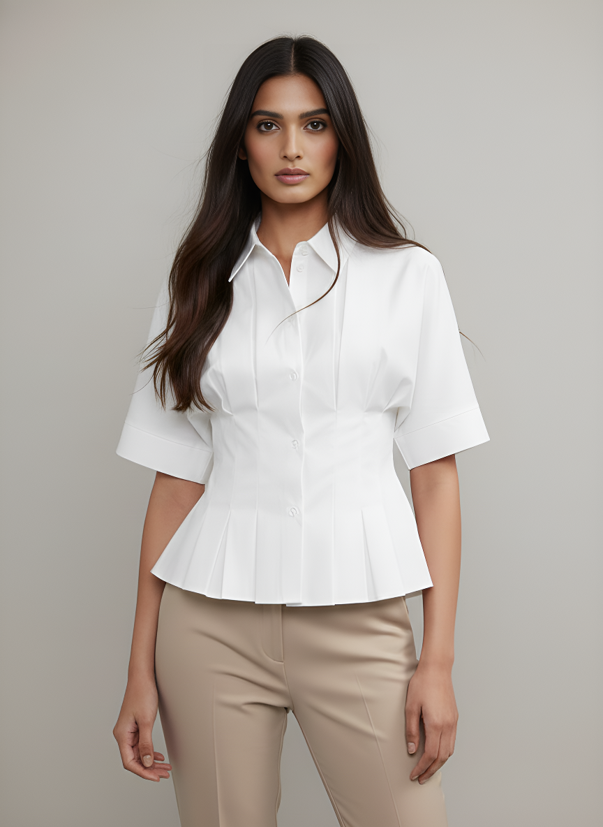 Pleated Short Sleeve Shirt