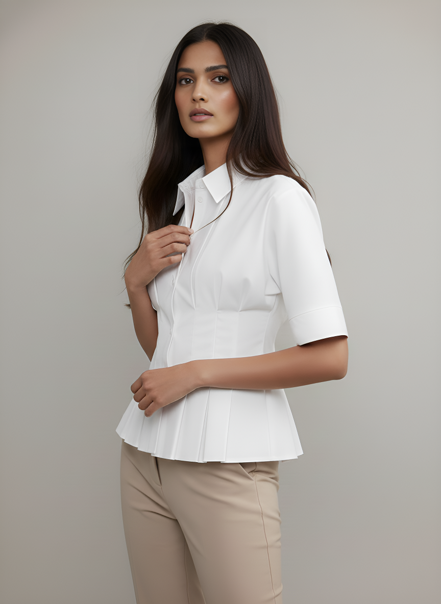 Pleated Short Sleeve Shirt