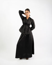 Women’s flared maxi skirt with waist-tie shirt co-ord set, cotton casual summer outfit